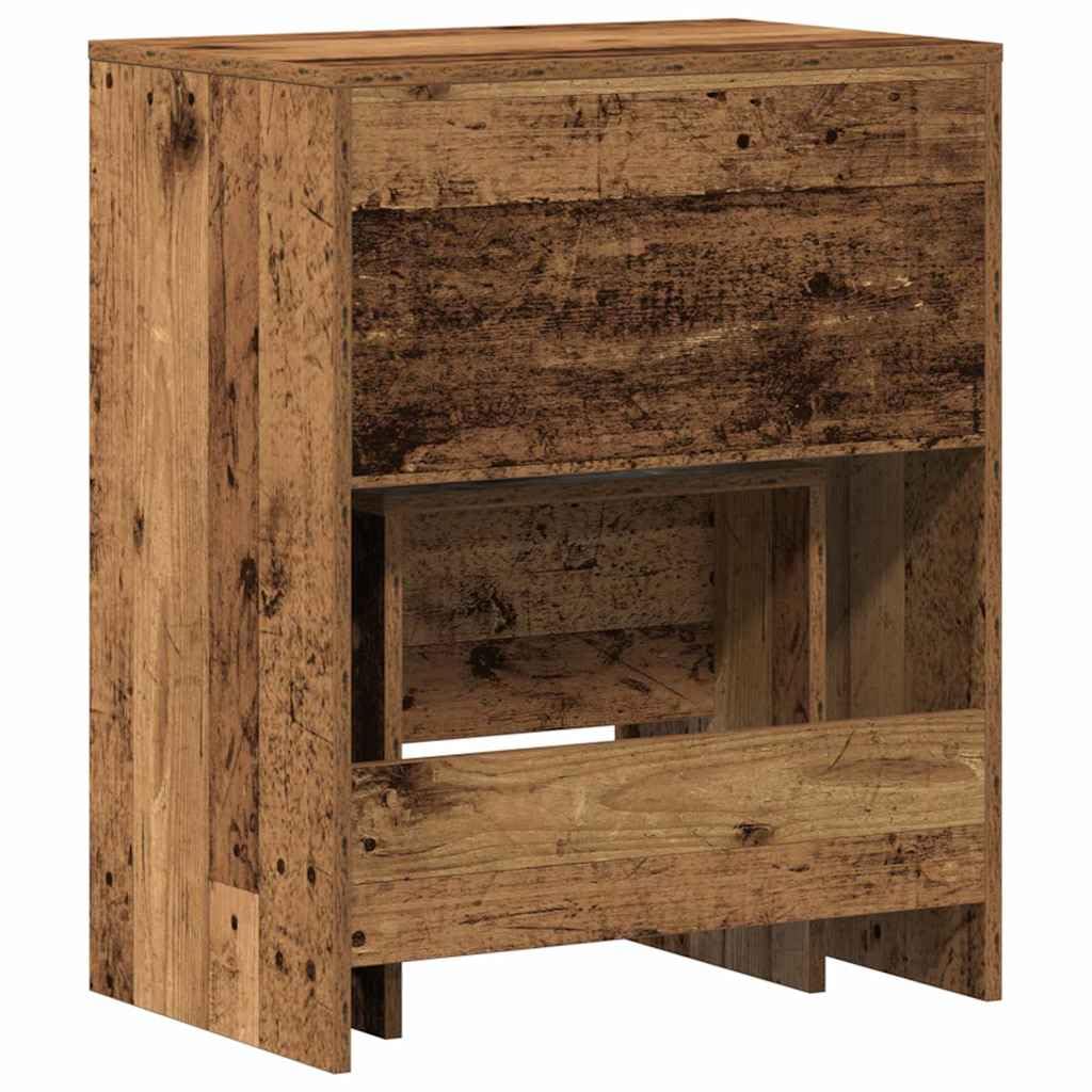 Schminktisch aus Altholz Holzwerkstoff 60 x 40 x 75 cm mit Schublade, Makeup Spiegel und Stauraum für Schlafzimmer, Jugendzimmer, Ankleidezimmer, Organizer und Pflege