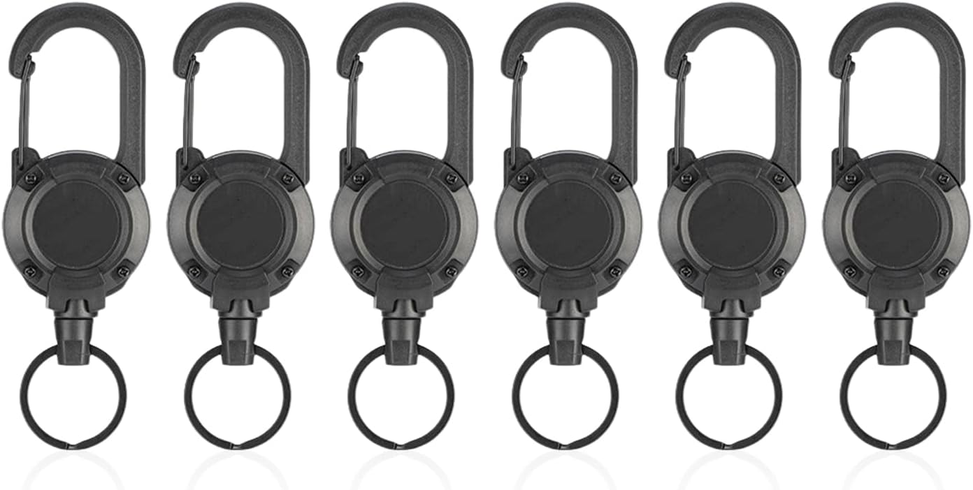 – EOWVISN 6 Telescopic Keychains, Steel Wire Drawstring Design, Black Practical Style, Lanyard Easy To Use, Portable Daily Necessities.