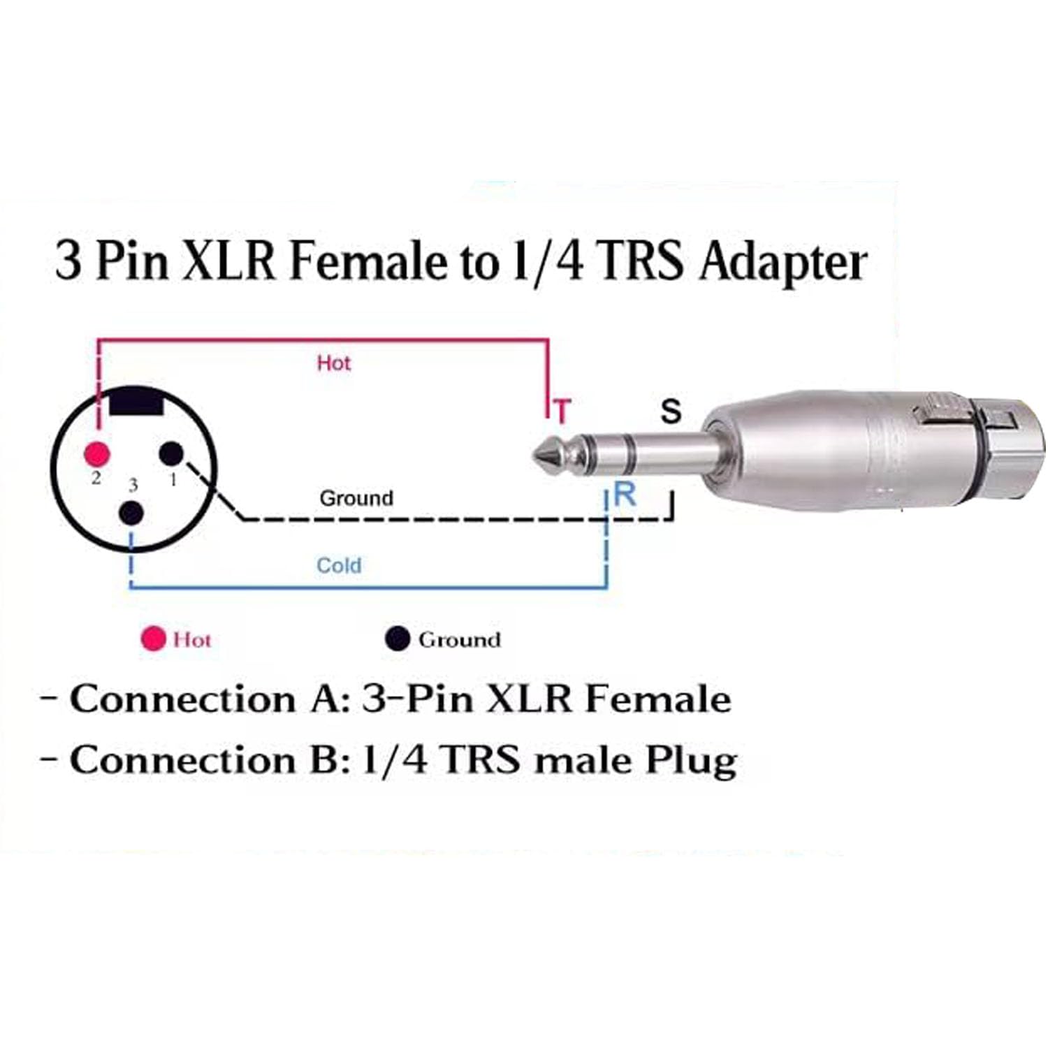 RUNCCI-YUN 4PCS XLR to Female 6.35mm Jack Changer,1/4Inch XLR TRS 6.35mm Stereo 3 Pin Audio Microphone Converter Coupler Connector - Image 4