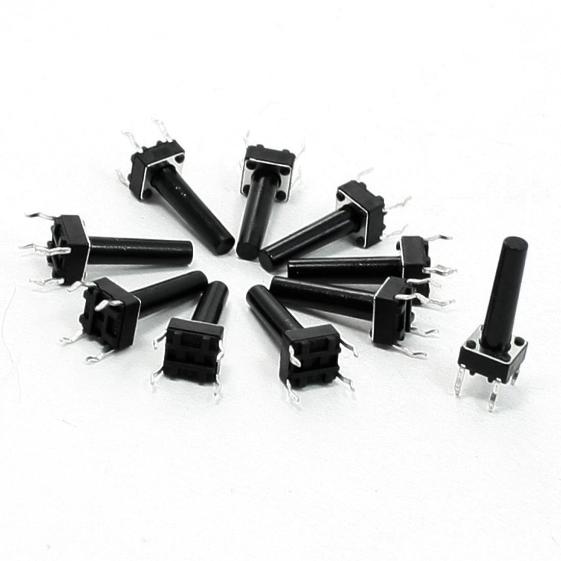 Sourcing Map Black 10 Pcs 6X6x17mm 4-Pin Dip Pcb Momentary Tactile Tact Push Button Switch