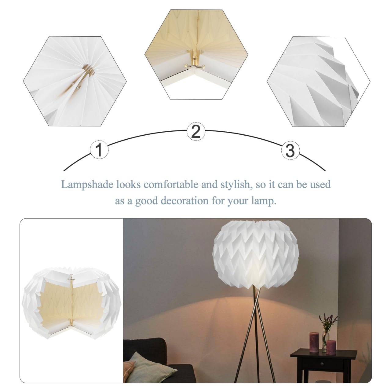 Paralume Lampadario Pieghevole Origami Bianco in Carta | Copertura Sospesa per Interni, Arredamento Casa e Inaugurazione, Stile Semplice per Soggiorno e Locale
