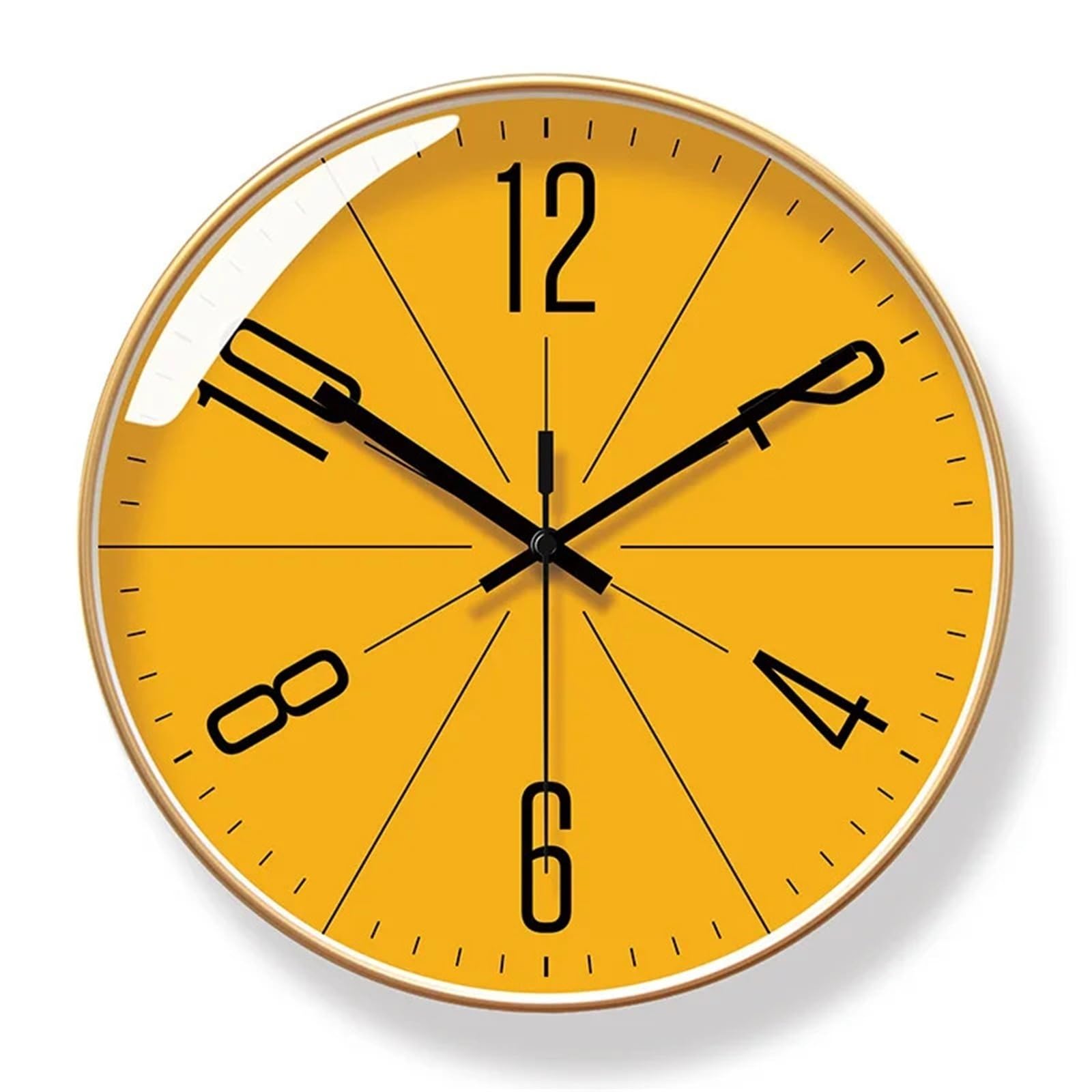LADFRTYU Atomic Digital Wall Clock Modern Atomic Wall Clock Temperature Digital Calendar Analog Silent Round Non-Ticking For Office Bedroom(Gold Frame,12 inch)