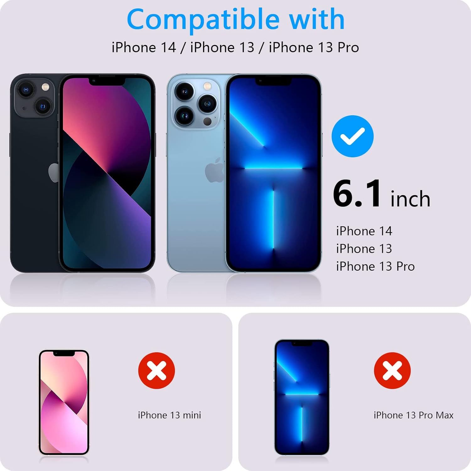 Privacy Screen Protector for iPhone 14/13/13 Pro 6.1 Inch, [2 Pieces][Full Cover] Anti-Spy Tempered Glass with Frame Alignment Easy Installation Anti Spy Hardness 9H