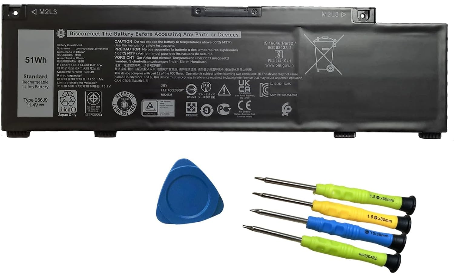 51Wh 266J9 Battery Replacement for Dell G3 15 3590 3500 G5 15 5500 SE 5505 P89F Inspiron 5490 INS 15PR-1545W 1548BR 1645W 1742BR 1742W Series 0415CG C9VNH 0PN1VN 0M4GWP 11.4V 3-Cell