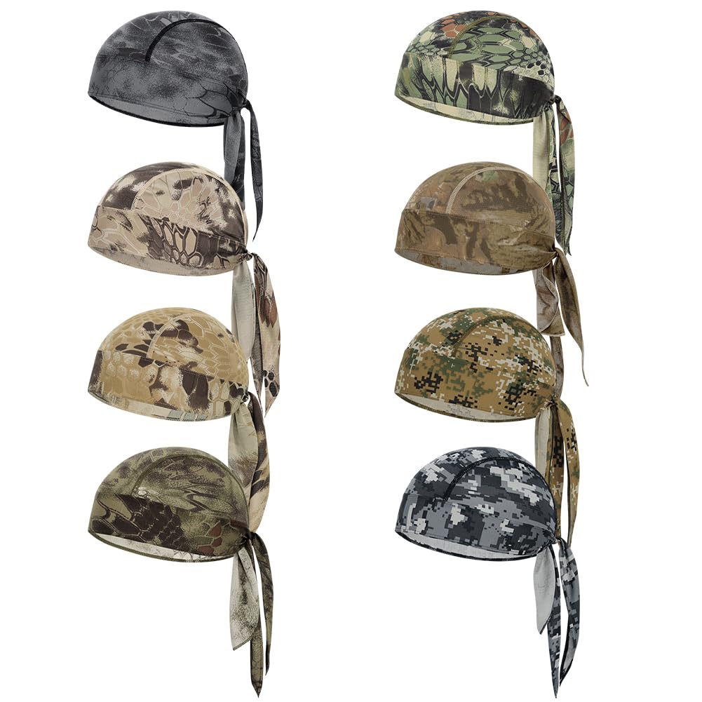 8Pcs Do Rag Skull Cap Sweat Wicking Doo Rag Helmet Liner Cooling Cap Motorcycle Cycling Head Wraps Bandana