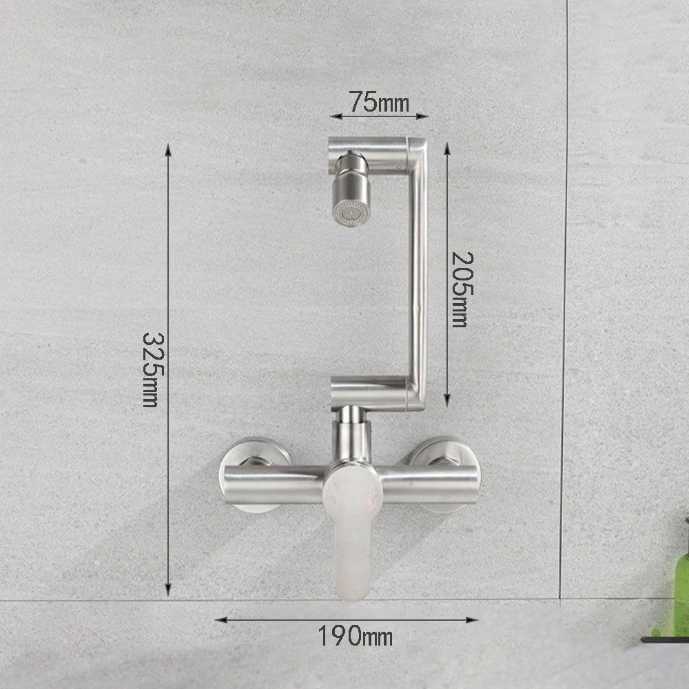 HomeLava Robinet de Cuisine Mural Pliable avec 2 Types de Jets D'eau, Robinet D'Évier Pivotant à 360° Installation Facile en Acier Inoxydable 304, Mat