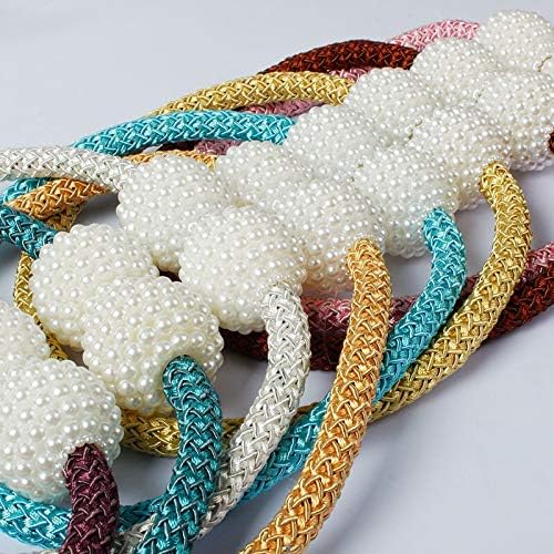 HoHnH Blue 4 Magnetic Curtain Tiebacks- Clips Decorative Rope Holdbacks, Drapery Tie Backs Weave Holder for Window Draperies Hold Curtains Drape Ties Backs 16 inch Holdback (4, Blue)