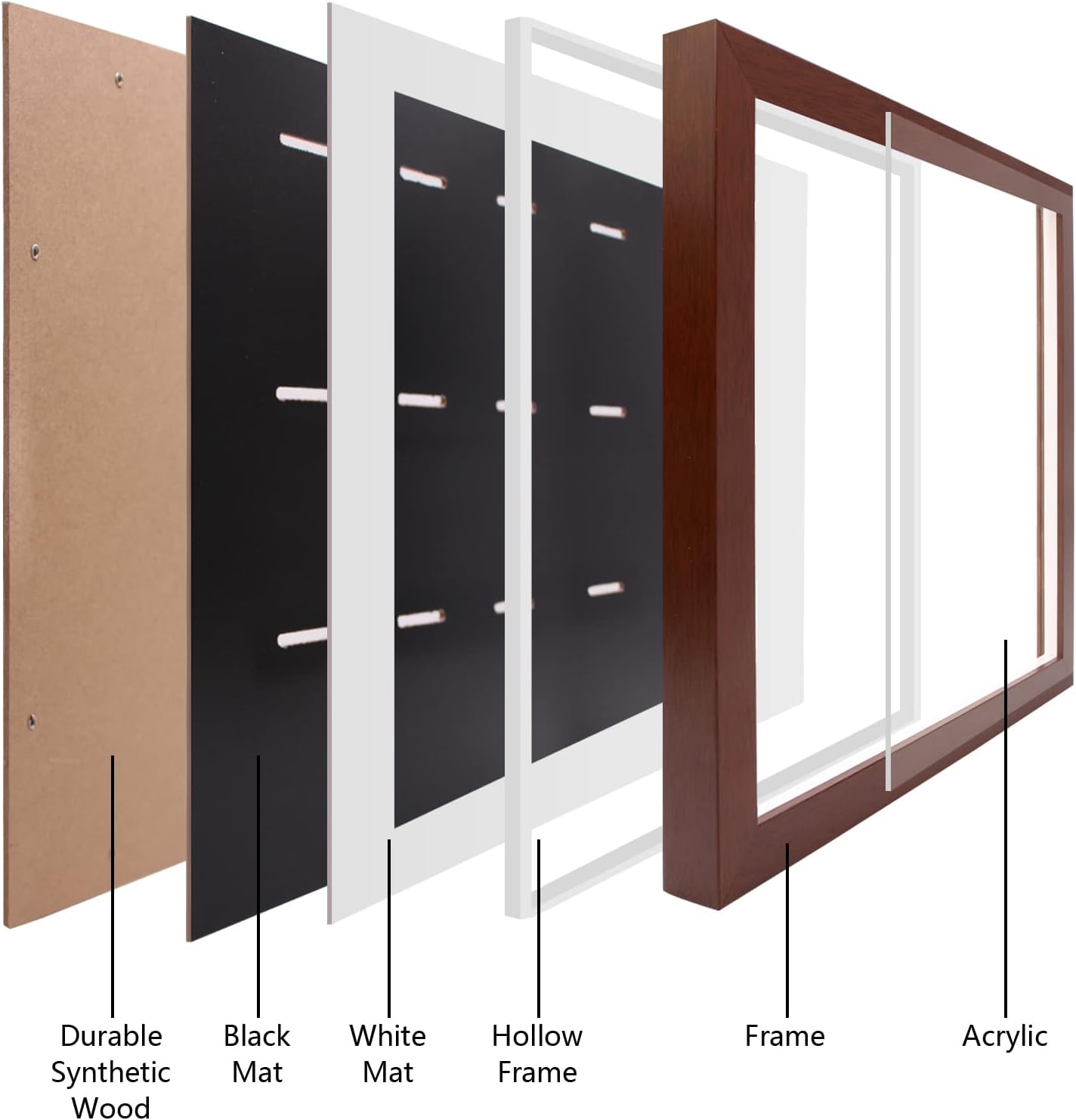 16x16 Inch Medal Display Shadow Box Frame, 12 Medals Display Case, 3D Wooden Medal Box Frame for Runners Marathon Triathlon Soccer Gymnastics All Sports Award Insignia (Walnut Finish)
