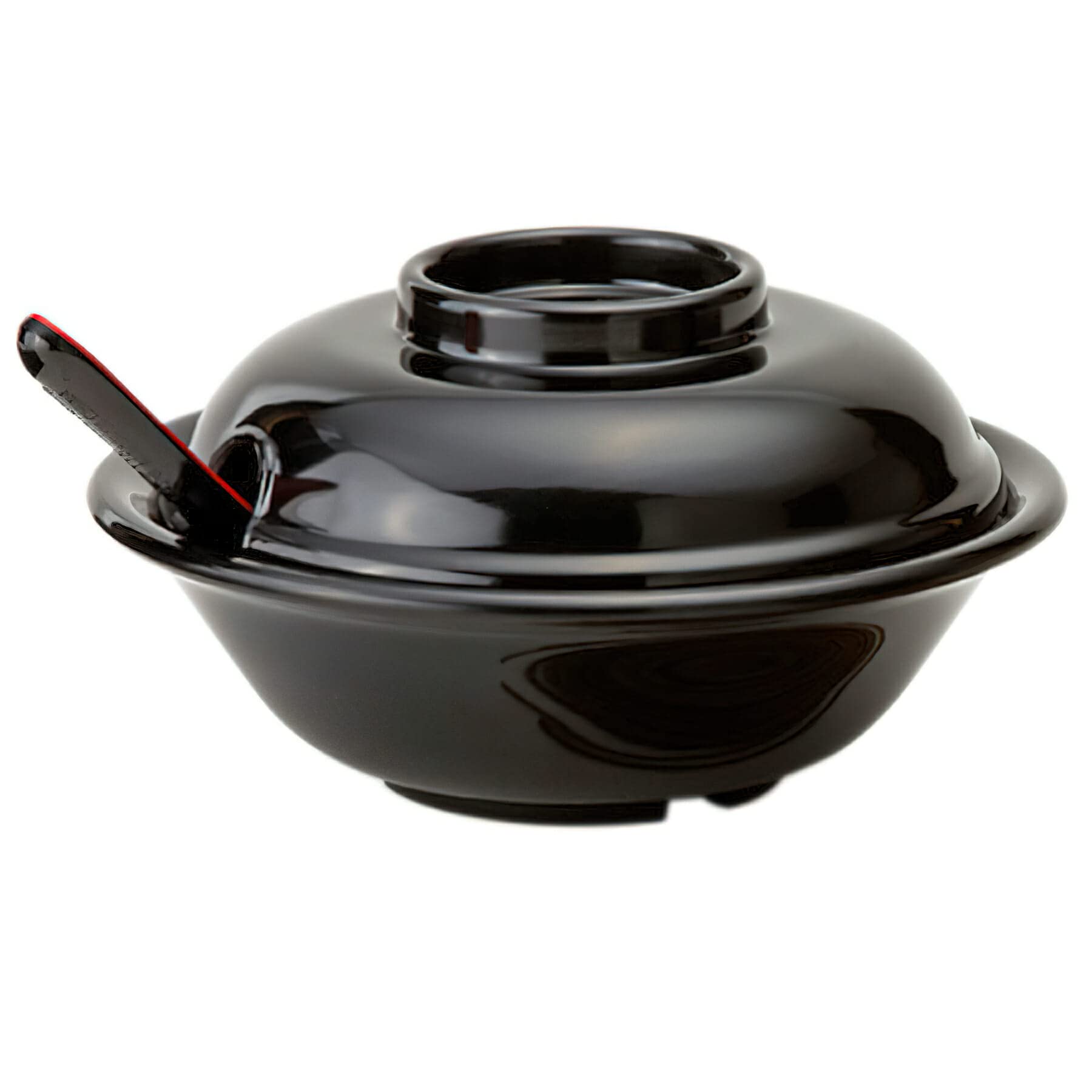 16 oz Black Melamine Soup Bowl with Lid (Set of 12) by GET – 16.0 ounces, Porcelain, Black, Pack of 12, Model B-720-BK