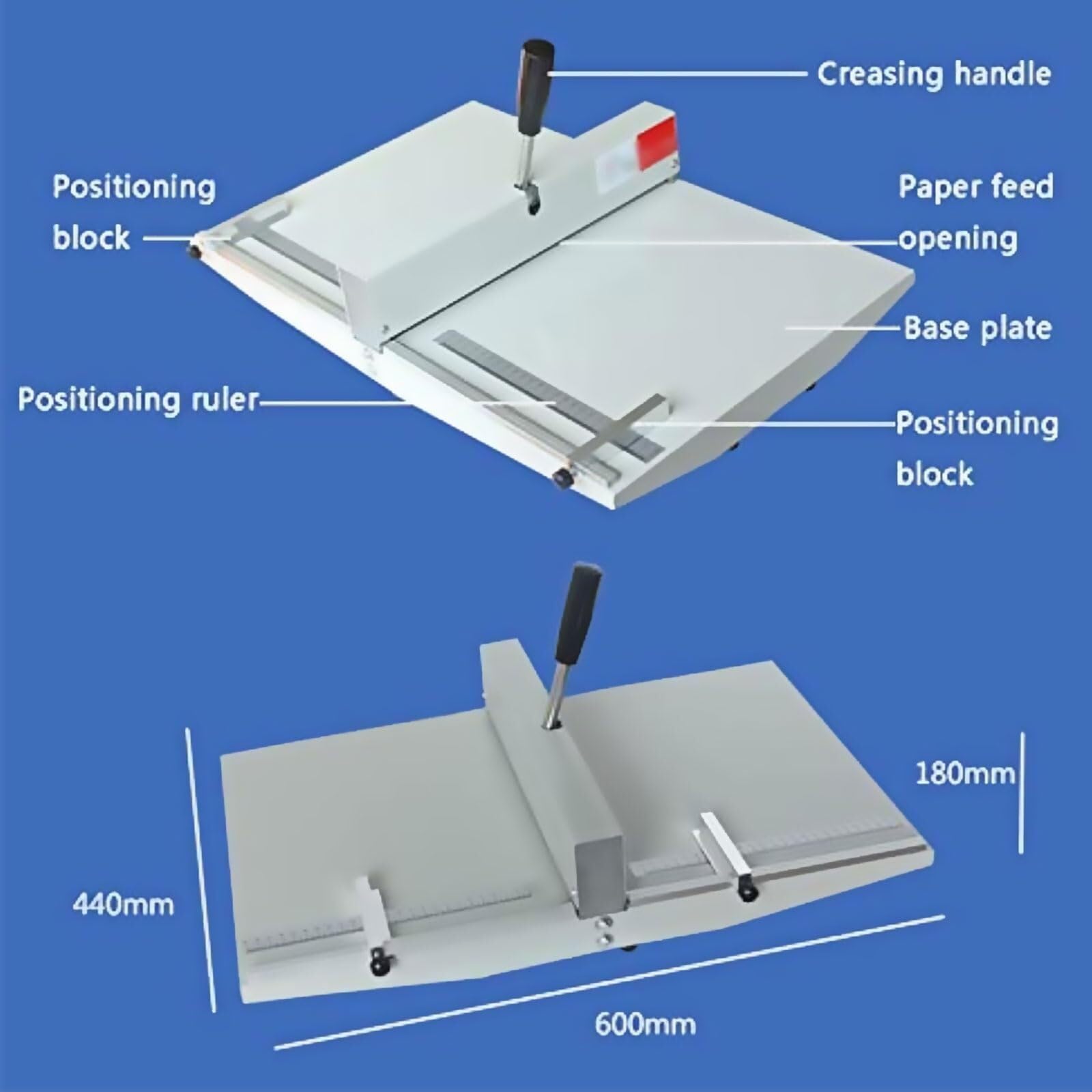 Manual Creasing Machine for A3/A4 Paper - 460mm Precision Folding Tool