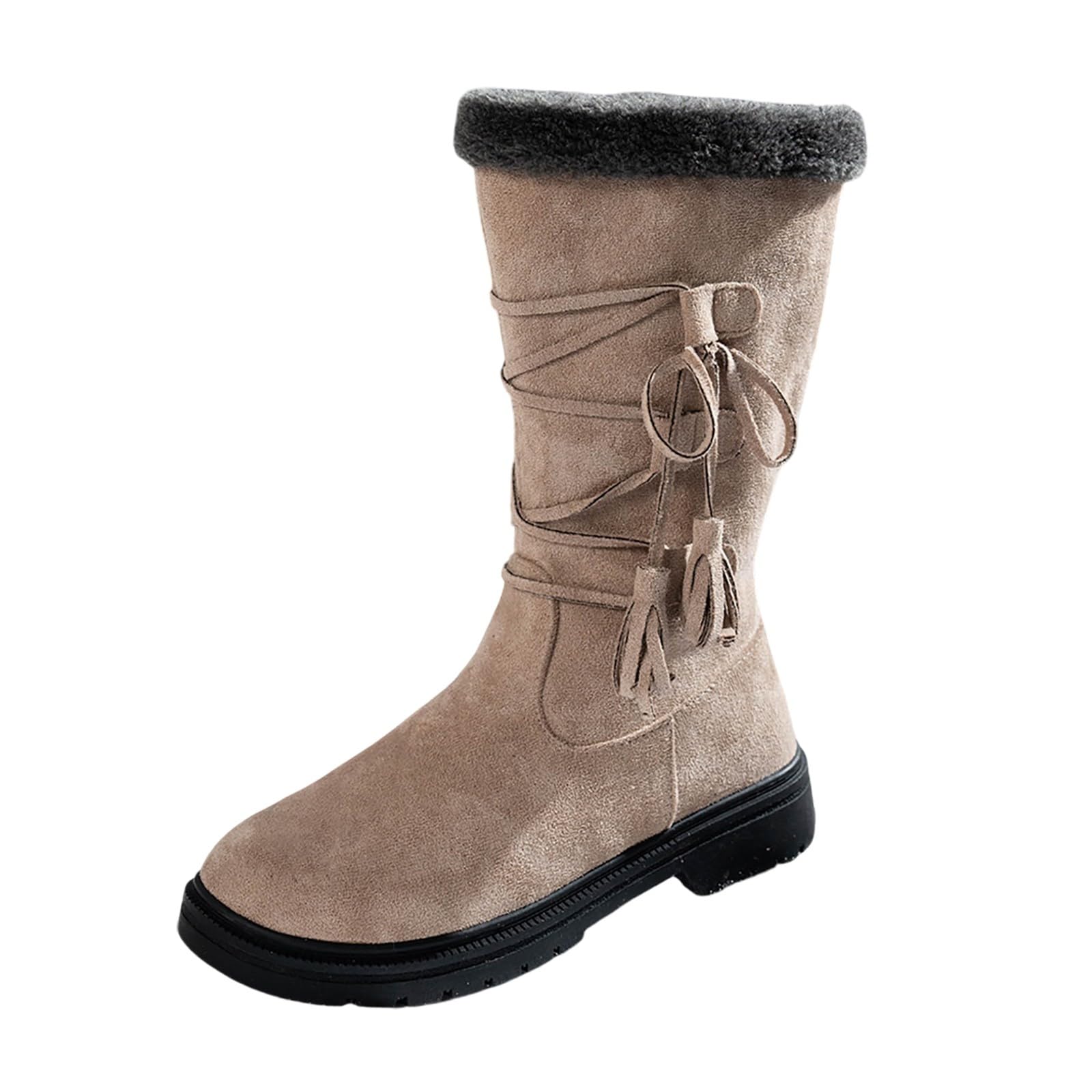 Botas por Encima de la Rodilla Botas de Ante Invierno Media Pantorrilla con Cremallera Lateral y Forro Polar para máxima Comodidad y Calidez. Calzado Informal Moda.
