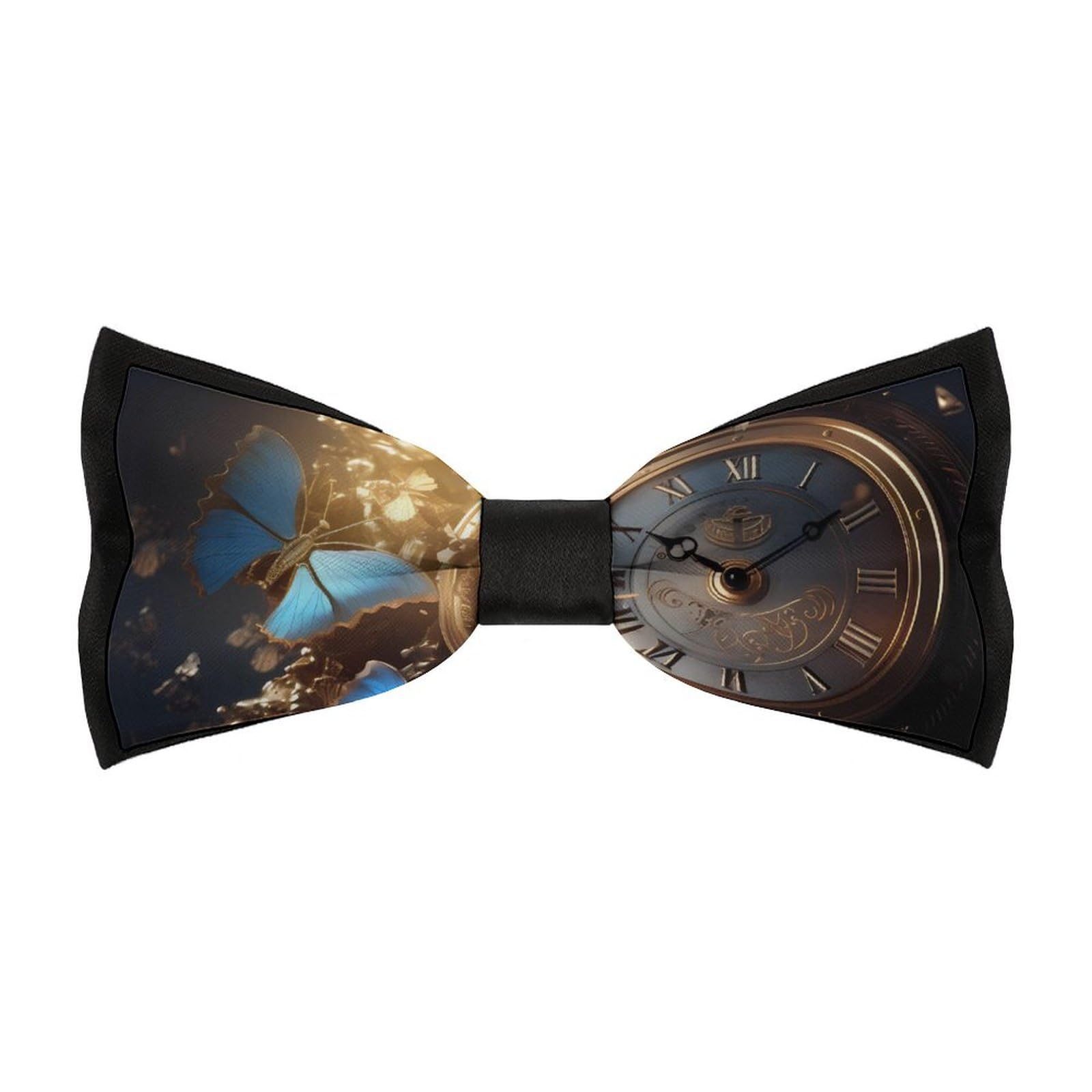 Unedskck Steampunk Clock Gear And Butterflies Vintage Men's Bow Ties Adjustable Pre-Tied Bowties for Formal Wear Tuxedo Wedding