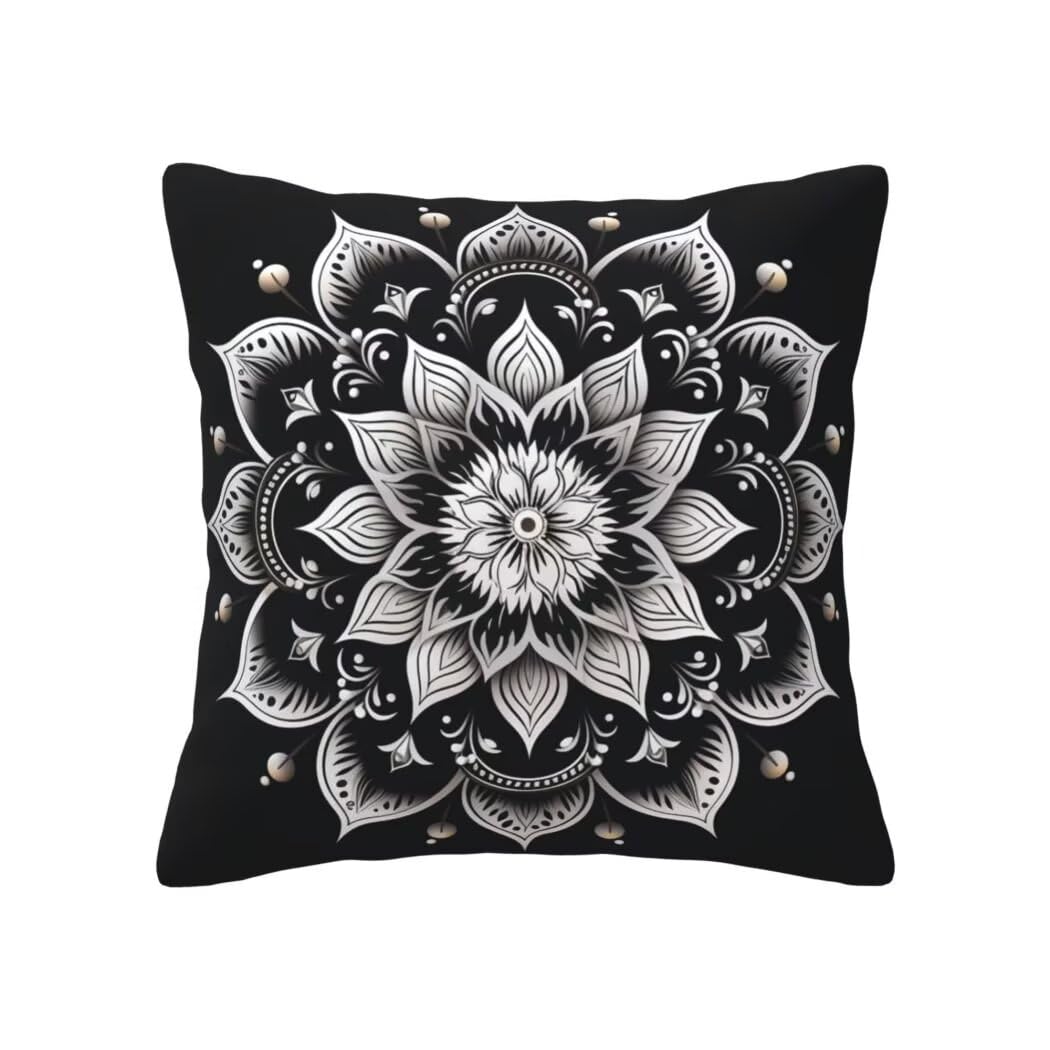 Kissenbezug 45x45 Samt Schwarz und Weiß Kissenbezüge 4er Set Dekorative Sofakissen Couchkissen Boho Kissen Kissenhüllen mit Verstecktem Reißverschluss für Schlafzimmer Wohnzimmer Heimdekoration -LI242