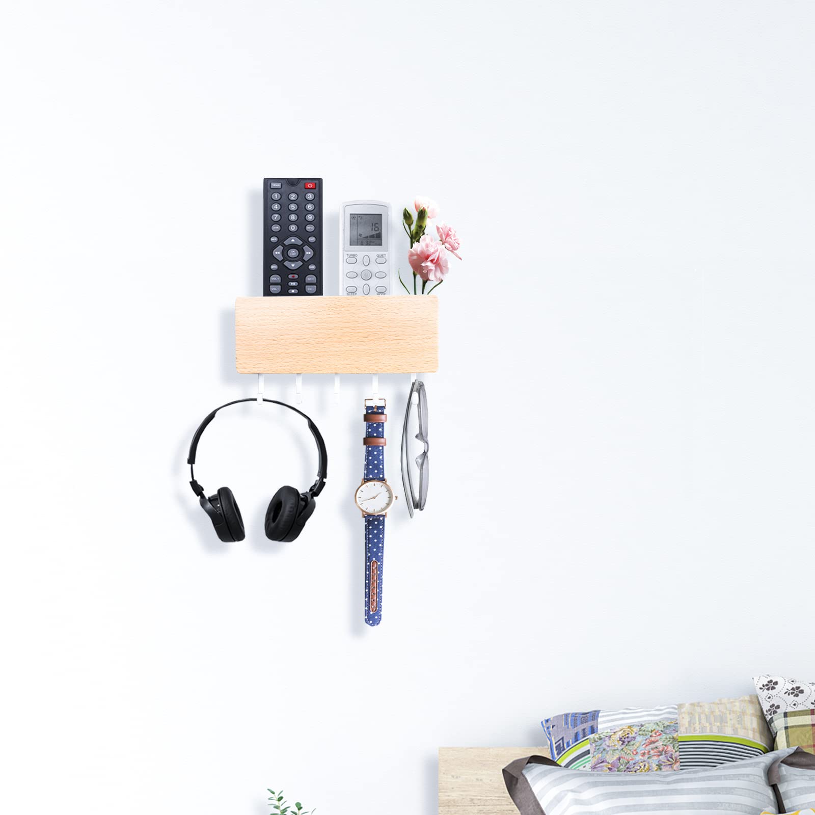 Echehi Colgador Llaves Con 5 Ganchos, Cuelga Llaves Pared Fáciles de Instalar, Colgador Llaves Pared Pequeño, Perchero, Estante Para Cartas, Adecuado Para Areas de Entrada y Detrás de Puertas. Blanco