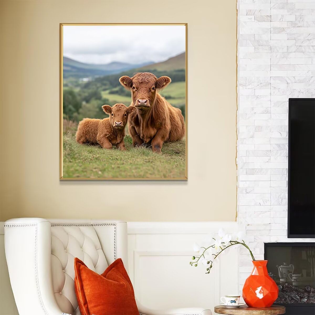 Dipingere con i Numeri Bue, Paint by Numbers Adulti Azienda agricola, Fai da te Creativi Adulti Quadri da Dipingere Numerati Kit per Decorazione Della Parete di Casa, Regalo 70x95cm Senza Cornice 39-6