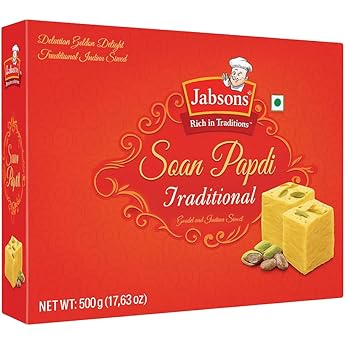 Bikaji Soan Papdi Manbhawan Sohan Papdi – 17.6 Oz (500g) | Premium Flaky Indian Sweet with Almonds & Pistachios | Traditional Cardamom-Infused Mithai, Best Festive Gift Box | Authentic Dessert for Diwali, Weddings & Luxury Gifting