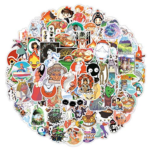 100Pcs Studio Ghibli Stickers, Miyazaki Hayao Animation Film Theme Anime Stickers Decals for Laptop Hydro Flask Water Bottle Guitar Skateboard Luggage Bike Bumper - Thumbnail 2