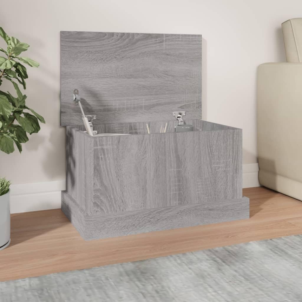 Truhe Grau Sonoma 50x30x28 cm Aufbewahrungsbox aus Holzwerkstoff mit Deckel, Kompakte Holzkiste für Wohnzimmer und Flur, Vielseitiger Beistelltisch mit Stauraum für Kissen