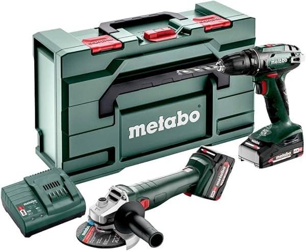 Metabo 685204500 Combo 2.4.3 BS 18 Akülü Matkap + W 18 L 9-125 Akülü Avuç Taşlama Seti (1 adet 4.0 Ah 18V Akü + 1 adet 2.0 Ah 18V Akü + Şarj Cihazı)