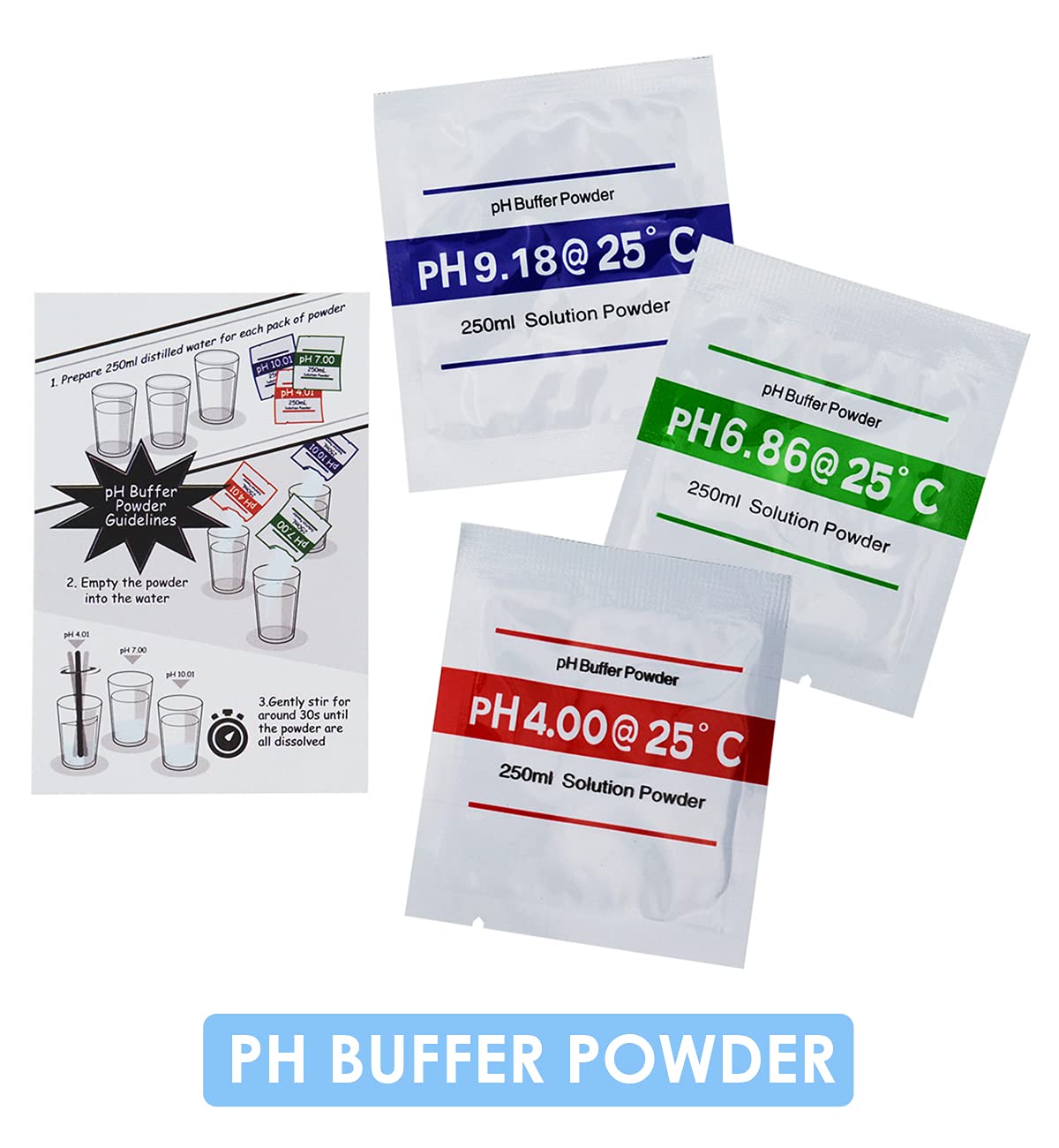 GAIN EXPRESS Électrode de pH Haute précision pour Une Surveillance Continue du pH, sonde de pH 0-14 avec câble connecteur BNC de 200 cm de Long et kit de Remplacement de Poudre d'étalonnage