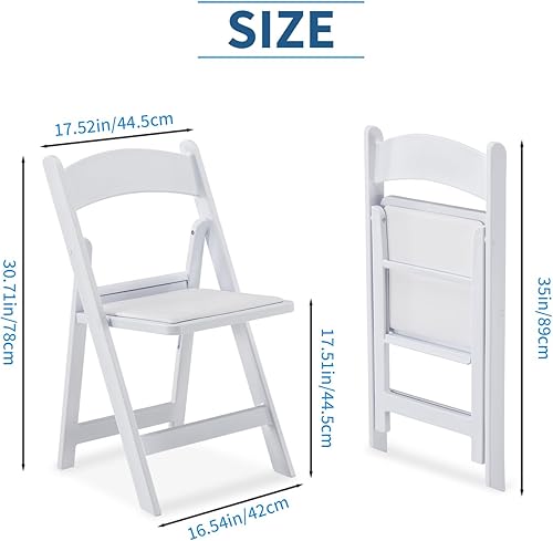 Miniatura 2 de KAIHAOWIN Paquete de 4 sillas plegables de resina, sillas plegables con asiento acolchado de vinilo para interiores y exteriores, para eventos