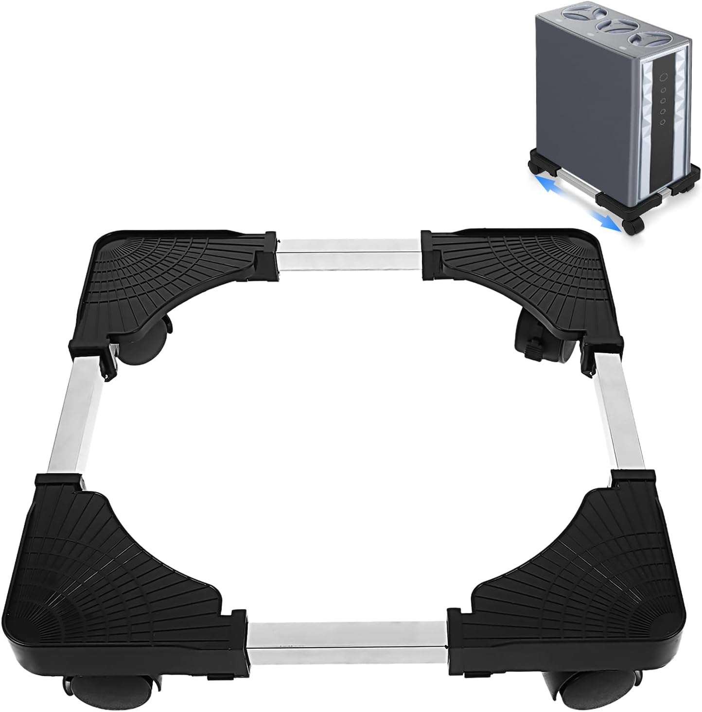Computer Tower Stand, PC Tower Stand with Locking Casters, 9.45"-15" Adjustable Rolling Plant Stands, Mini Fridge Rack, Movable Flower Pot Holder, Furniture Dolly Mobile Organizer for Home, Office