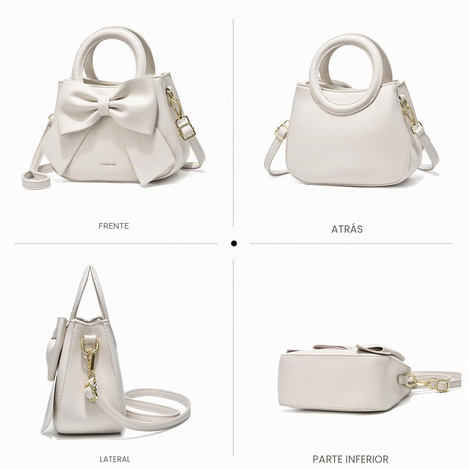 NICOLE & DORIS Bolso de Mujer de Mano Pequeños Bolso Bandolera Bolso Niñas Lindo Bolso de Mensajero Bolso Hombro de Cuero PU Bolsos con Pajarita Rosa