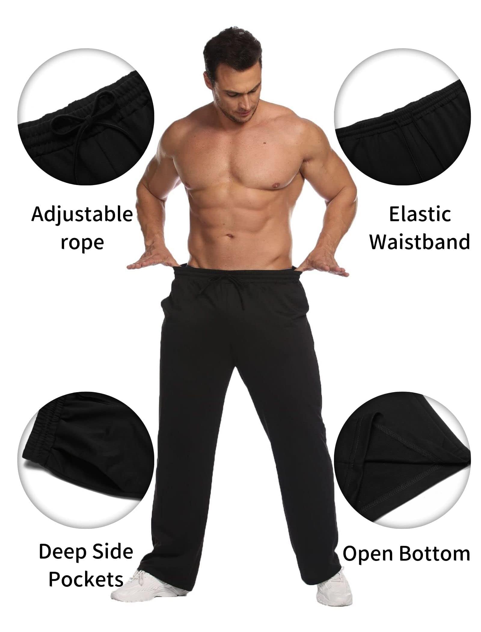 PINSPARK Pantalones de chándal Hombre Entrenamiento Deportivos algodón Largos Informales Holgados Anchos Fitness Yoga Estar por casa S-XXL