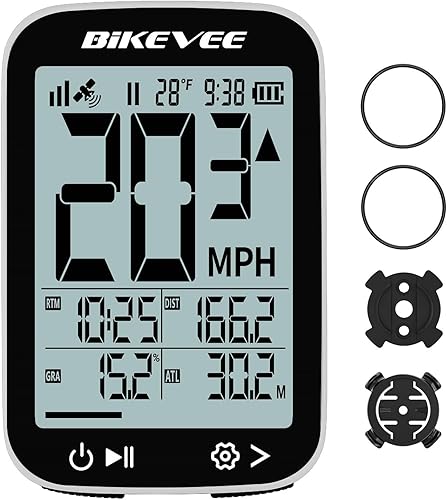 Computadora GPS inalámbrica para ciclismo con arranqueparada automática, retroiluminación automática, odómetro de bicicleta MPH KMH, velocímetro de