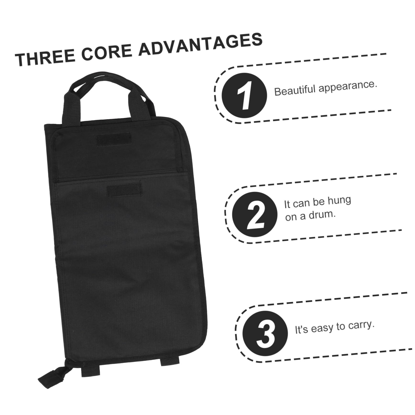 Yardwe Professional Drumstick Storage Pouch Thickened Oxford Drum Stick Holder with Hanging Clip Durable Drumstick Carrier Bag for Stylish Practical Design Capacity