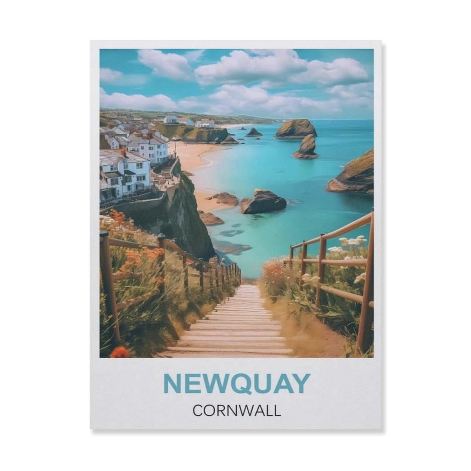 Vintage Wall Decor Metal Poster Plaque，Newquay Cornwall(30x40cm）