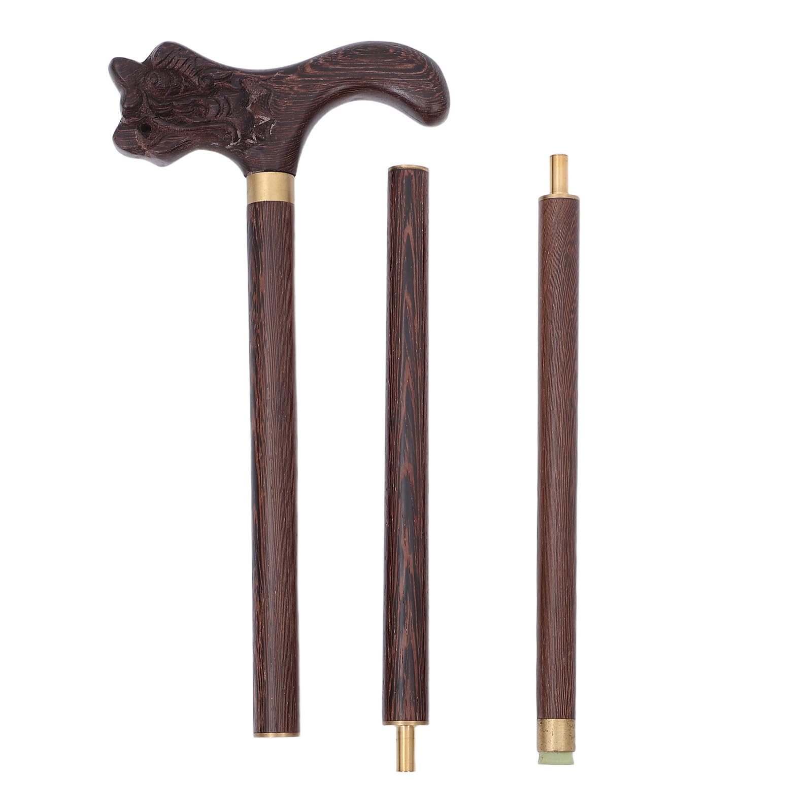 Bastone da Passeggio in Legno di Pollo Alato, Bastone da Trekking Leggero a Tre Sezioni con Assistenza Affidabile, Design Decorativo e Unico per Avventure All'aperto e Anziani