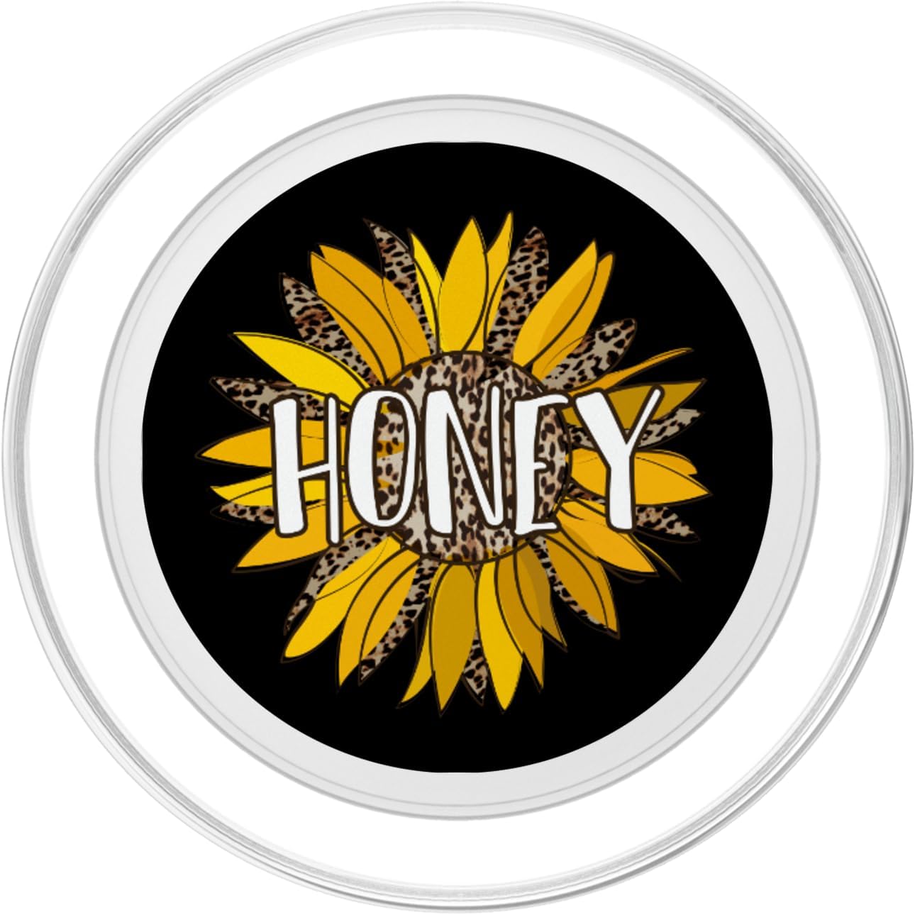 Honey Gifts - Leopard Print Sunflower Flower Women Grandma PopSockets Grip and Stand for Phones and Tablets PopSockets MagSafe PopGrip for iPhone