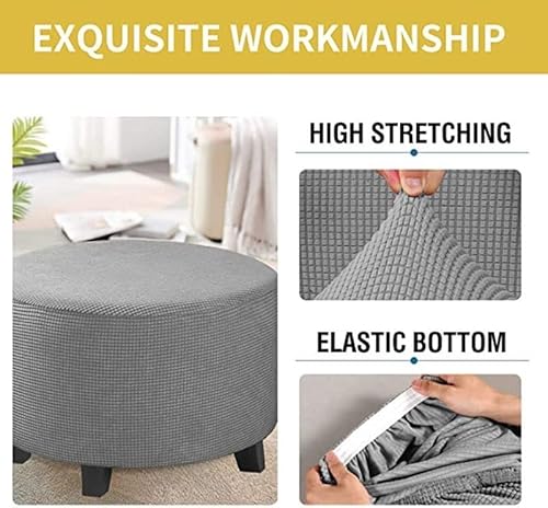 Acdler Runde Stretch-Ottomanenbezug, Mit Elastischer Unterseite Fußhocker-Überzug Fußhocker-Überzug, Luxuriöser Samt-Pouf-Überzug Für Wohnzimmer (Color : A13, Size : 50-58CM)
