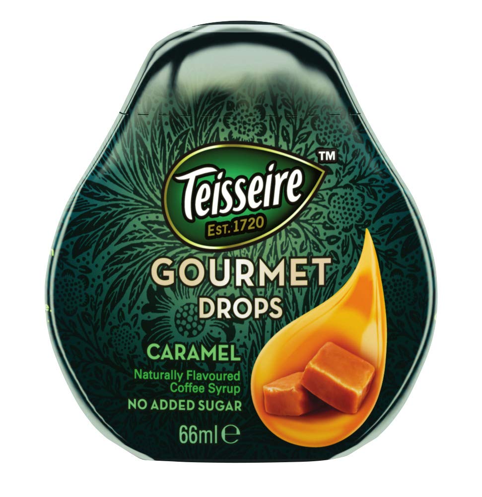 Teisseire Gourmet Drops - Sugar Free Coffee Syrup - Zero Calories, No Carbs - Vegan - Caramel - 20 Servings Per Pack