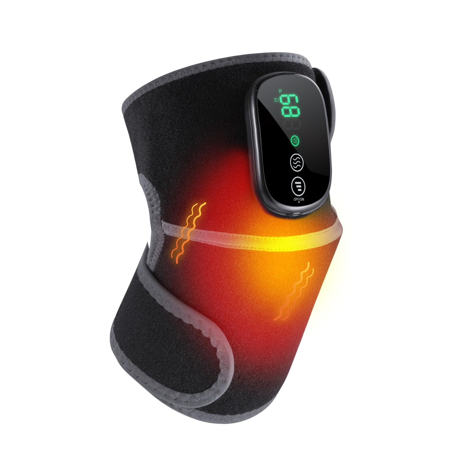 Cordless Heated Knee Massager 3-in-1 Knee Heating Pad with Heat Vibration Electric Heated Knee Brace with 3 Heat