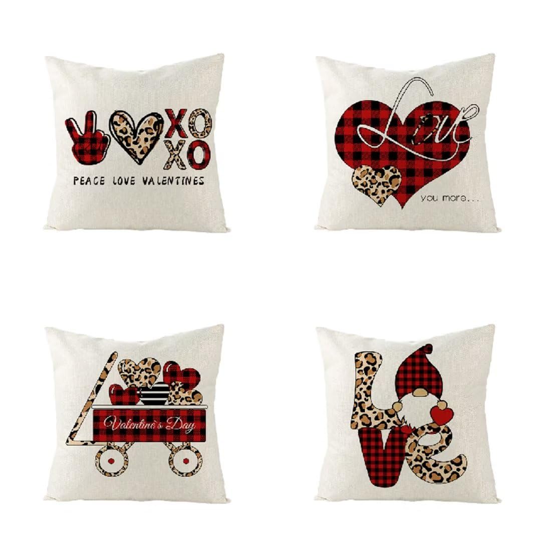 Funda de Almohada 50x50 cm Feliz Navidad Fundas Cojines Sofa Juego de 4 Funda Cojin Super Suave Almohadones Cojín, Patchwork Funda Cojines con Cremallera Oculta para Sala de Estar Sofá Dormitorio R489