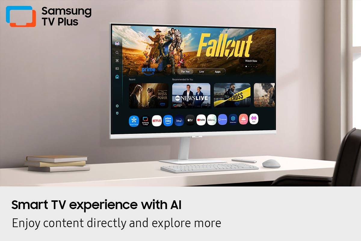 Samsung LS32FM703UUXXU 32" 4K Ultra HD HDR10 Smart Monitor with Speakers - White - 3840x2160, USB-C, HDMI, WiFi, Bluetooth, Smart Hub for TV streaming, Catch Up Apps and Gaming Hub — view 6