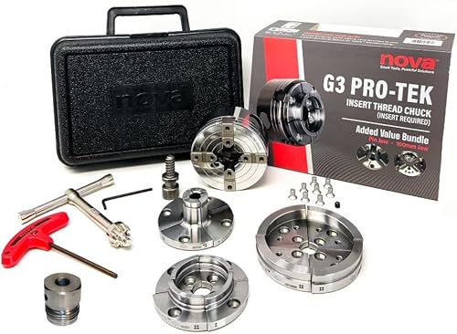 Nova Pro-Tek 48296 G3 Kit de portabrocas con 3 juegos de mandíbulas (estándar de 2 pulgadas, mandíbulas de cuenco de 4 pulgadas y mandíbulas de 1