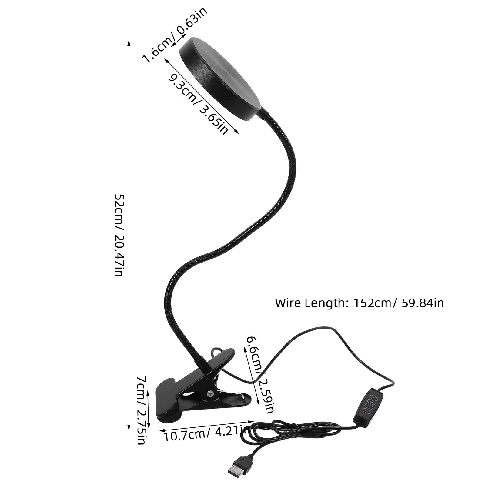 Operitacx Lámpara de lectura con clip para el cuidado de los ojos - 3 modos de luz, 10 niveles de brillo regulables - Lámpara de escritorio con clip de cuello de cisne flexible de 360° para