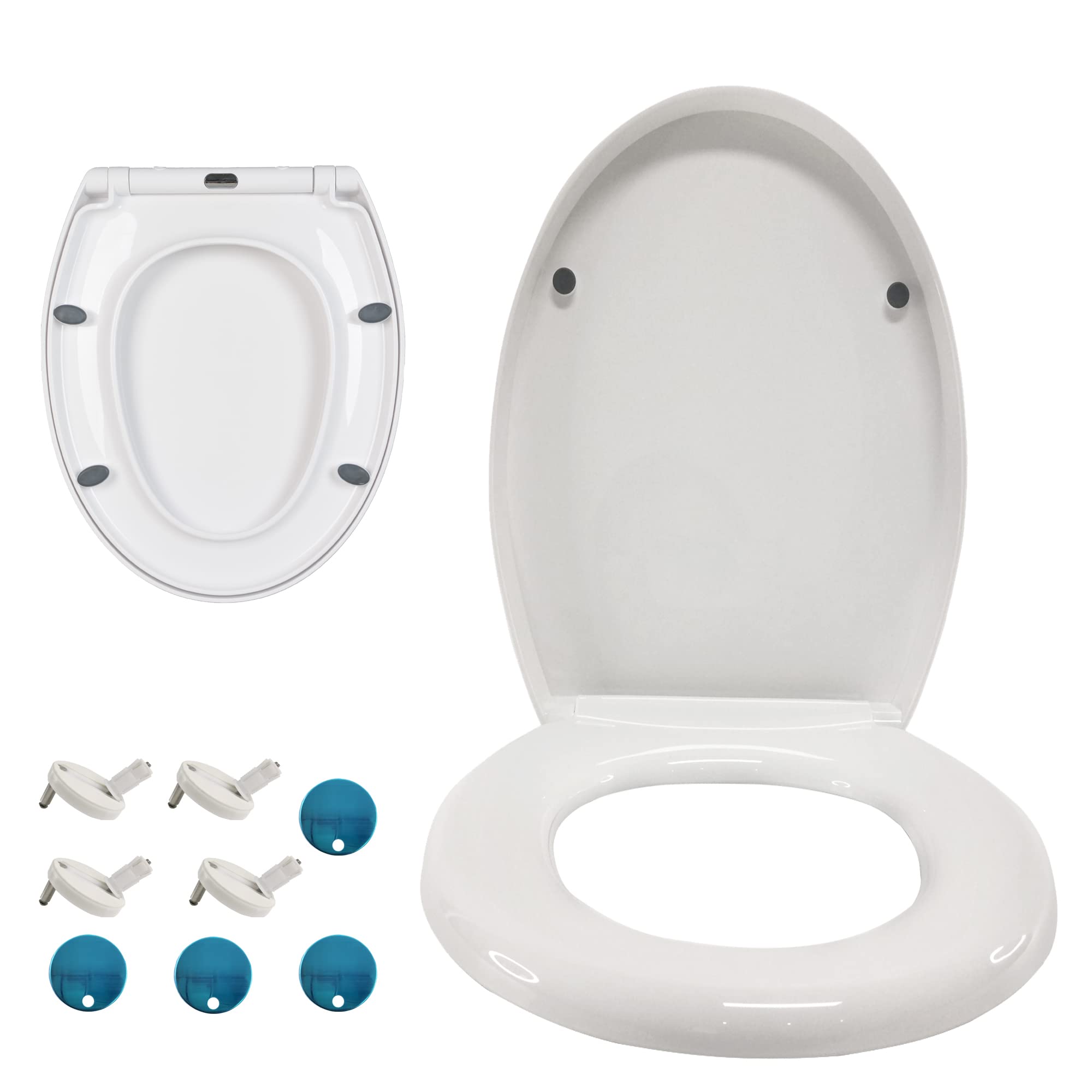 Abattant WC, Lunette De Toilette Avec Fonction à Fermeture En Douceur Siège De Toilette Descente Lente, Abattant De Toilette Avec Frein De Chute, Cuvette WC En Forme De O