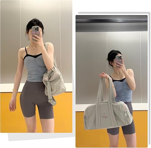 Miniatura 6 de Bolsa de gimnasio para mujer con compartimento para zapatos y artículos húmedos, bolsa de lona para viajes, deportes, yoga, fitness y entrenamiento