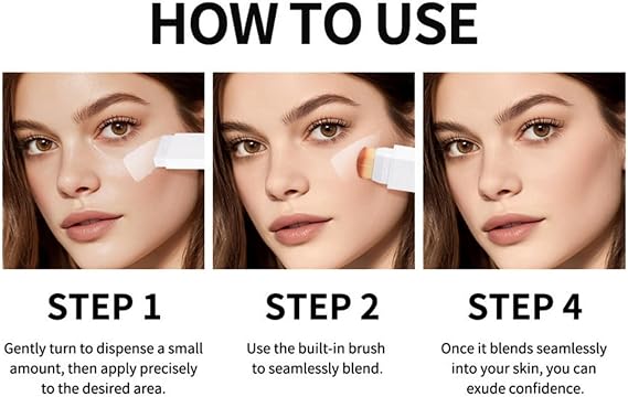 Color Changing Cream Foundation Stick with Makeup Brush,2 in 1 Colour Changing Foundation Stick for Mature Skin,Lightweight Full Coverage,Long-Lasting Full Coverage Cream for All Skin Types#Natural