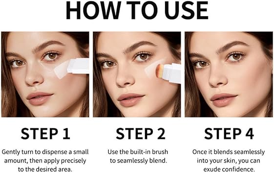 Color Changing Cream Foundation Stick with Makeup Brush,2 in 1 Colour Changing Foundation Stick for Mature Skin,Lightweight Full Coverage,Long-Lasting Full Coverage Cream for All Skin Types#Natural