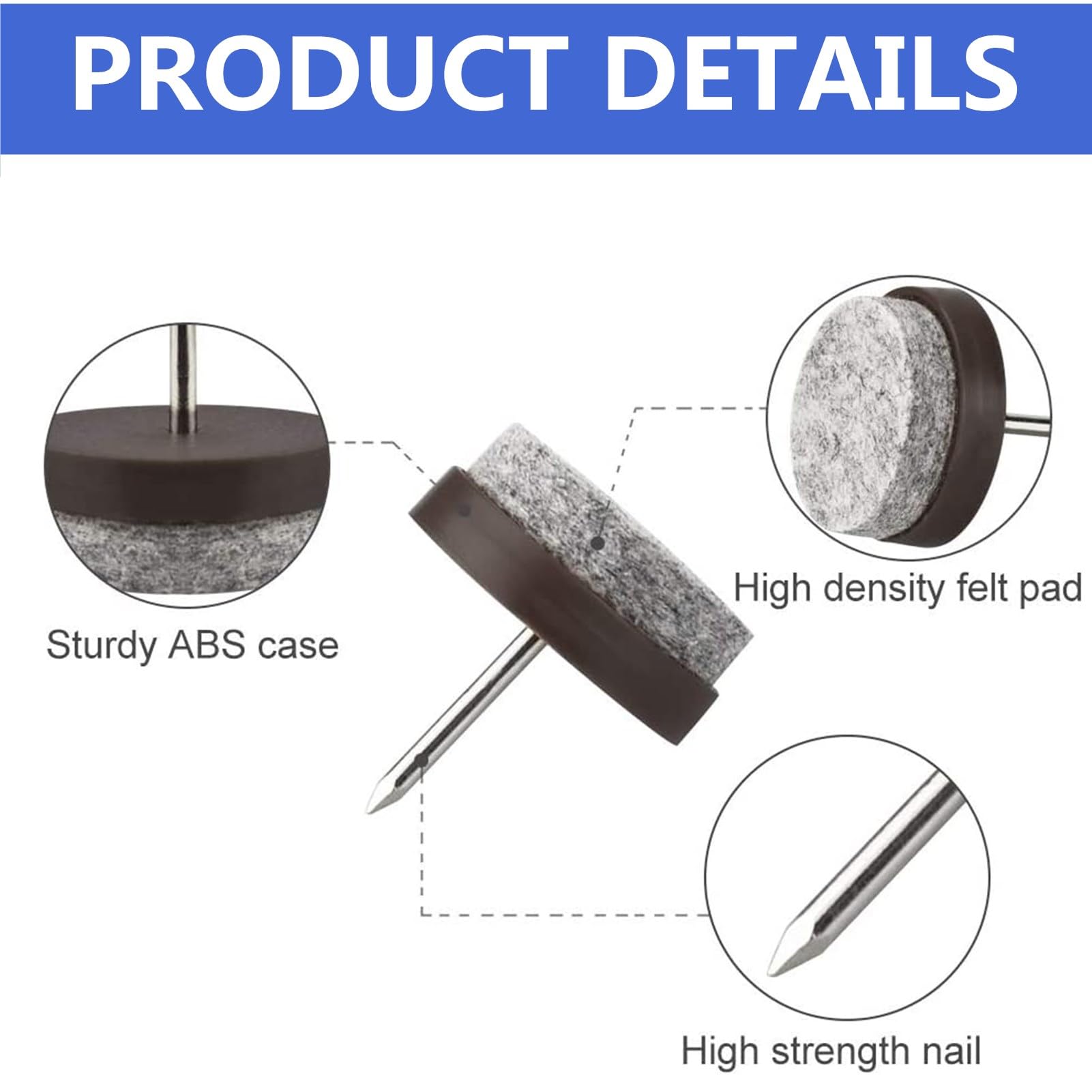 142 Feltrini Per Sedie Rotondi - Spessore 3mm, 4 Misure, Antiscivolo