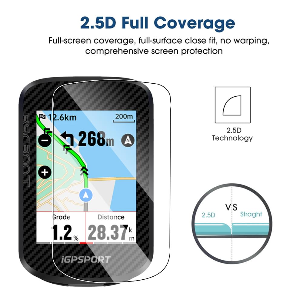 3 szt. Ochraniacz Ekranu kompatybilny z iGPSPORT BSC300T / BSC200 2,4 cala, 9H Twardość [Anti-Scratch] Szkło Hartowane, Ultracienka folia ochronna HD Akcesoria rowerowe