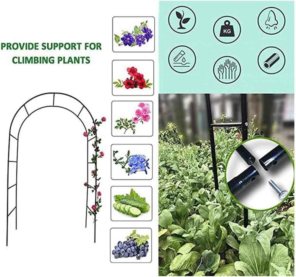 Robusto arco da giardino in metallo largo 3,5 m per rose pergolato durevole in ferro per piante rampicanti, finitura bianca, larghezza 1,2 m x altezza 2,2 m, decorazione paesaggistica esterna
