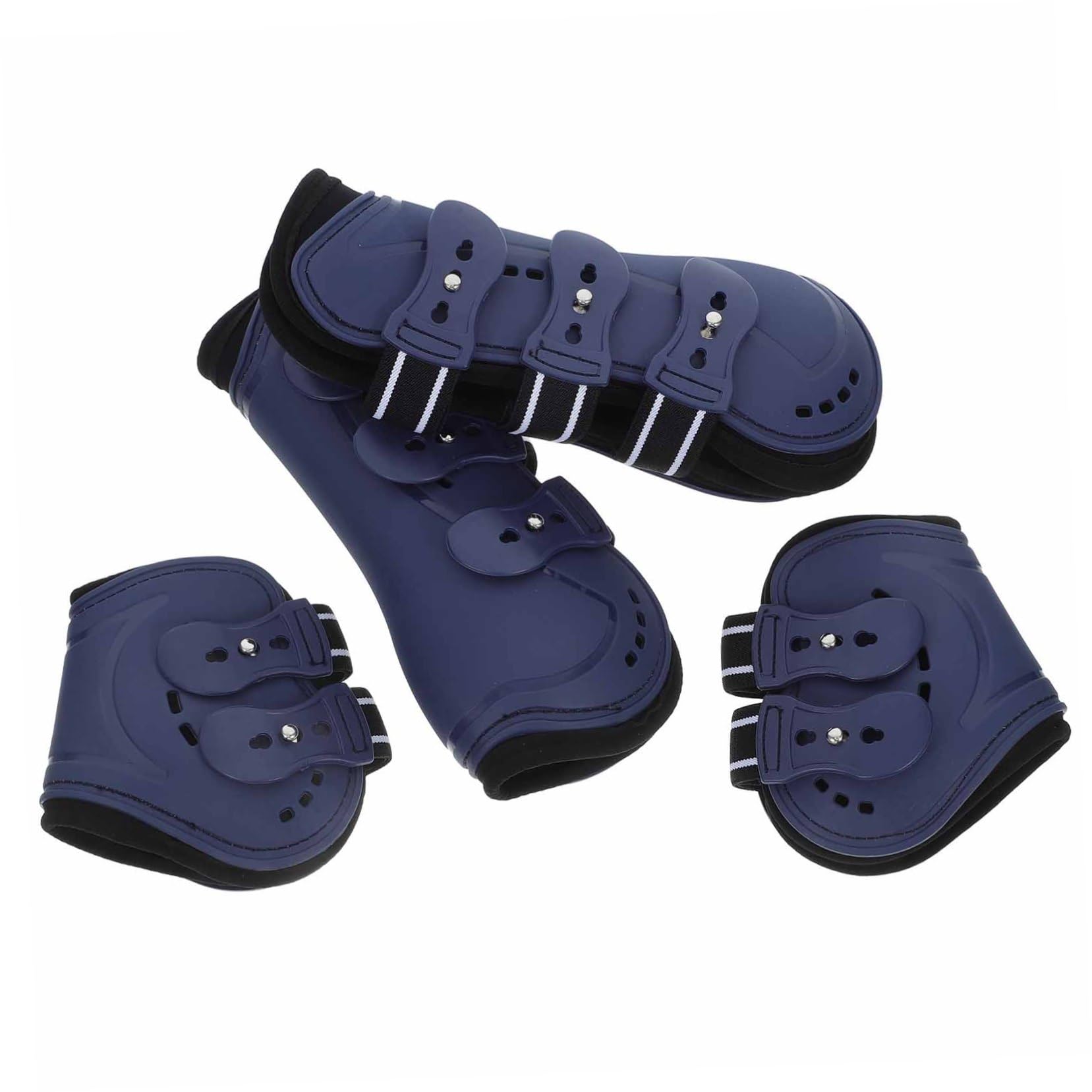 Happyyami 4piezas Botas Protectoras para Caballos De PU Ajustables para Protección De Tendones y Fetlock para Entrenamiento y Salto Equitación Mediano