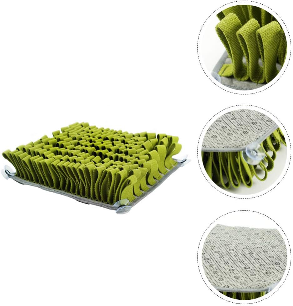 balacoo 1pc Pet Snuffle Feeding Mat for Dogs Interactive Slow Eating Training Blanket Dark Green Reduces Litter Relieves Stress Encourages Natural Foraging Skills Non- Cups