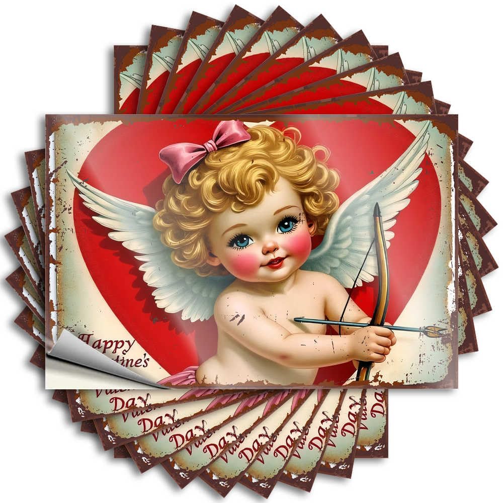 Fzfn Colour Bedroom Door Decor Door Lettering Sticker - Cherub Aimed At Your Valentine's Heart Western Bathroom Durable Sticker Easy Apply For Motorcross Decor(8X12cm)